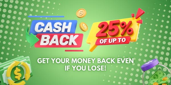 Promotion banner with VIP club medal and cashback offer